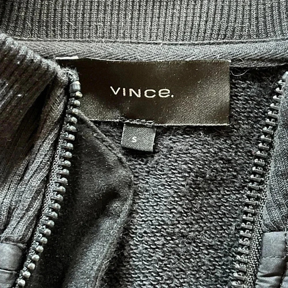 Vince quilted mixed media zip up jacket black - Picture 6 of 11